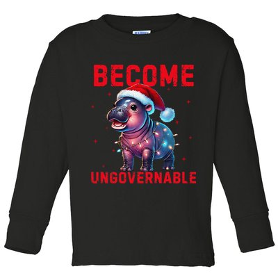 Become Ungovernable Hippo Christmas Lights Fun Funny Toddler Long Sleeve Shirt