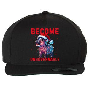 Become Ungovernable Hippo Christmas Lights Fun Funny Wool Snapback Cap