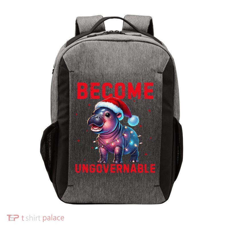 Become Ungovernable Hippo Christmas Lights Fun Funny Vector Backpack
