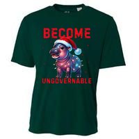 Become Ungovernable Hippo Christmas Lights Fun Funny Cooling Performance Crew T-Shirt