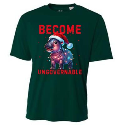 Become Ungovernable Hippo Christmas Lights Fun Funny Cooling Performance Crew T-Shirt