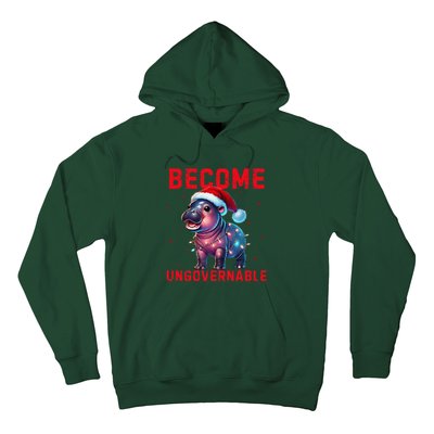 Become Ungovernable Hippo Christmas Lights Fun Funny Hoodie