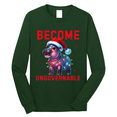 Become Ungovernable Hippo Christmas Lights Fun Funny Long Sleeve Shirt