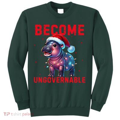 Become Ungovernable Hippo Christmas Lights Fun Funny Sweatshirt