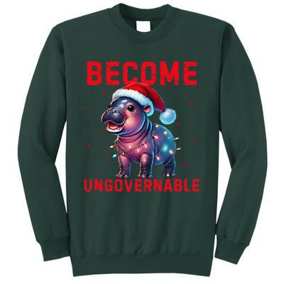 Become Ungovernable Hippo Christmas Lights Fun Funny Sweatshirt