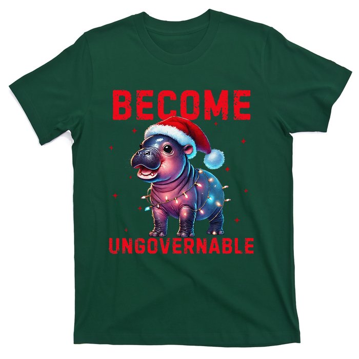 Become Ungovernable Hippo Christmas Lights Fun Funny T-Shirt