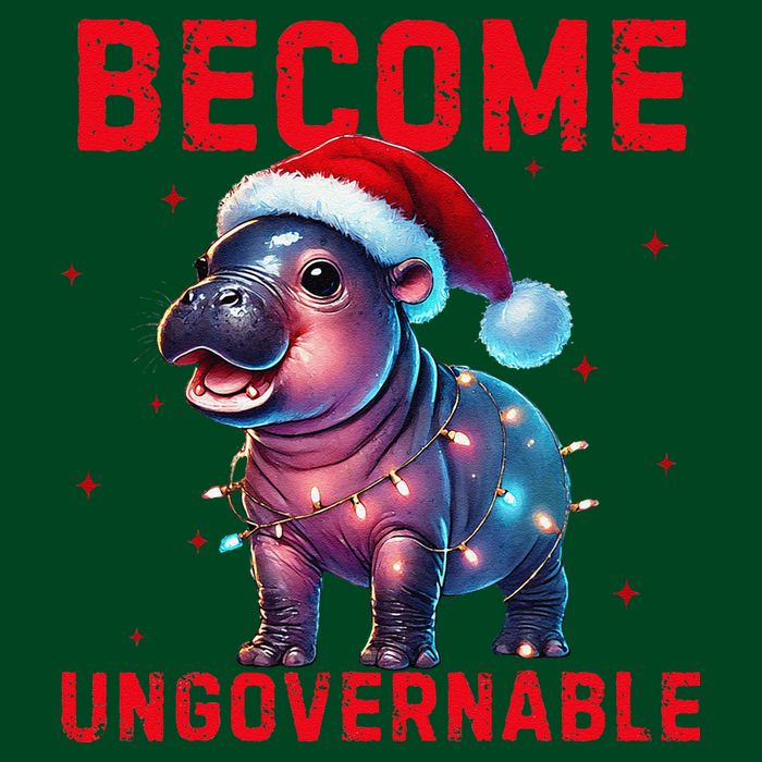 Become Ungovernable Hippo Christmas Lights Fun Funny Button