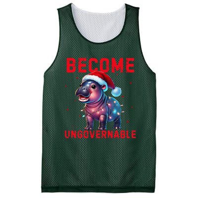 Become Ungovernable Hippo Christmas Lights Fun Funny Mesh Reversible Basketball Jersey Tank