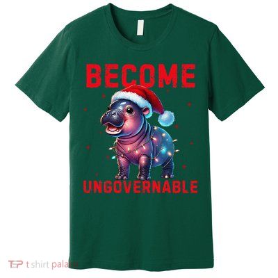 Become Ungovernable Hippo Christmas Lights Fun Funny Premium T-Shirt