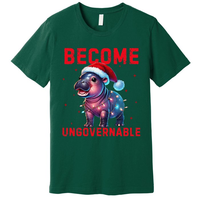 Become Ungovernable Hippo Christmas Lights Fun Funny Premium T-Shirt