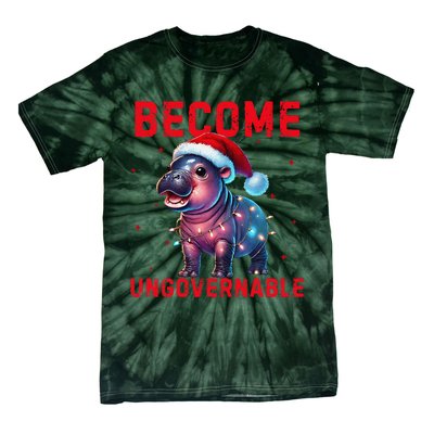 Become Ungovernable Hippo Christmas Lights Fun Funny Tie-Dye T-Shirt