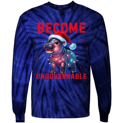 Become Ungovernable Hippo Christmas Lights Fun Funny Tie-Dye Long Sleeve Shirt