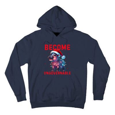 Become Ungovernable Hippo Christmas Lights Fun Funny Tall Hoodie