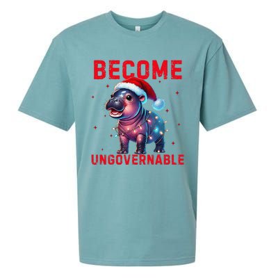 Become Ungovernable Hippo Christmas Lights Fun Funny Sueded Cloud Jersey T-Shirt