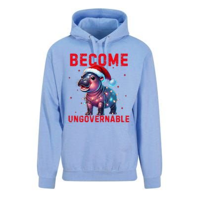 Become Ungovernable Hippo Christmas Lights Fun Funny Unisex Surf Hoodie