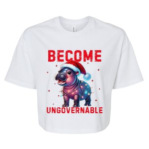 Become Ungovernable Hippo Christmas Lights Fun Funny Bella+Canvas Jersey Crop Tee