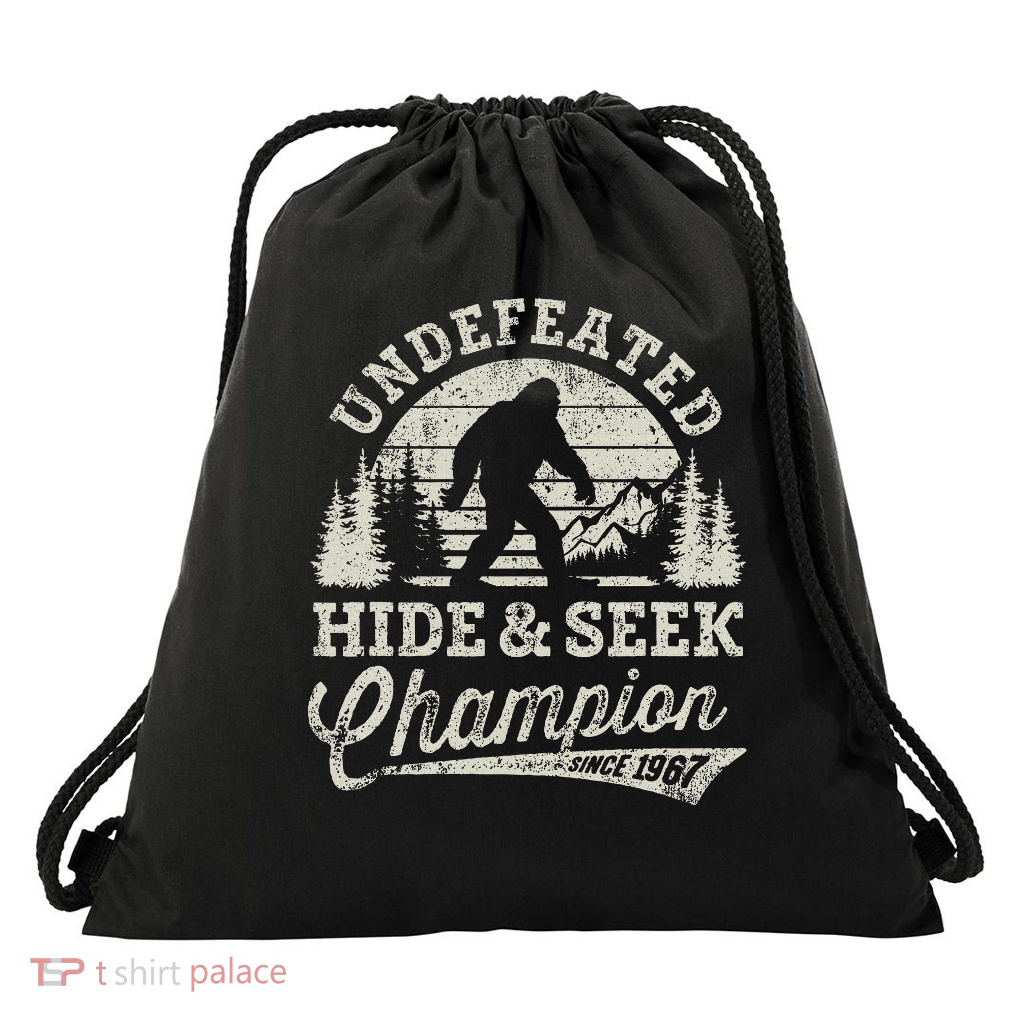 Bigfoot Undefeated Hide And Seek Champion Vintage Drawstring Bag