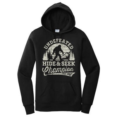 Bigfoot Undefeated Hide And Seek Champion Vintage Women's Pullover Hoodie