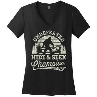 Bigfoot Undefeated Hide And Seek Champion Vintage Women's V-Neck T-Shirt