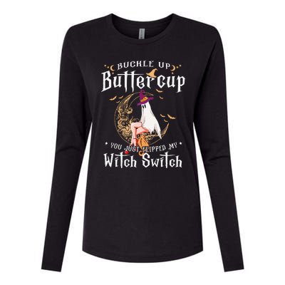 Buckle Up Halloween Buttercup You Just Flipped Witch Switch Womens Cotton Relaxed Long Sleeve T-Shirt