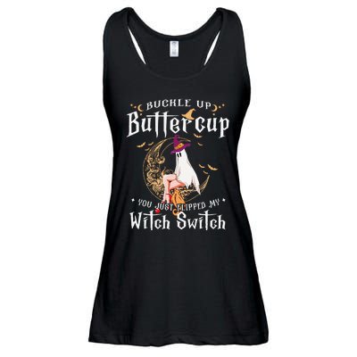 Buckle Up Halloween Buttercup You Just Flipped Witch Switch Ladies Essential Flowy Tank