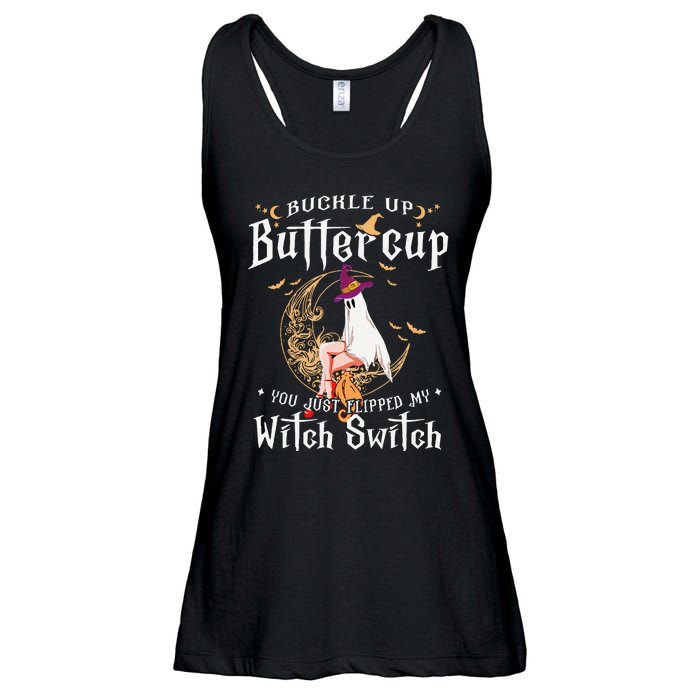 Buckle Up Halloween Buttercup You Just Flipped Witch Switch Ladies Essential Flowy Tank