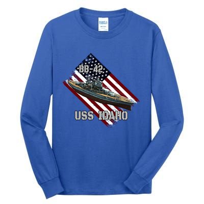 Battleship Uss Idaho Bbgift42 And Combat Warship Veterans Day Cute Gift Tall Long Sleeve T-Shirt