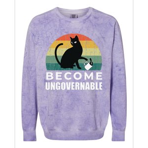 Become Ungovernable I Do What I Want Funny Cat Colorblast Crewneck Sweatshirt