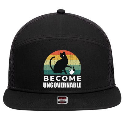 Become Ungovernable I Do What I Want Funny Cat 7 Panel Mesh Trucker Snapback Hat