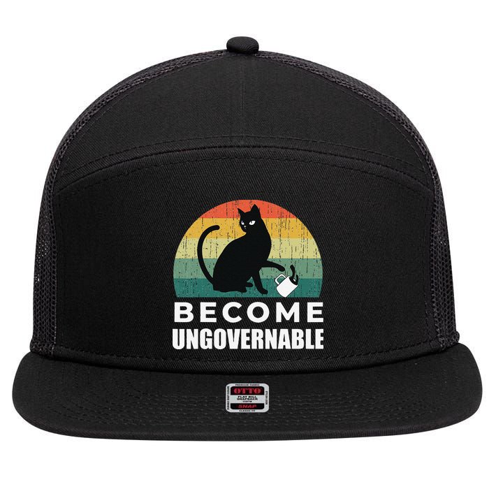 Become Ungovernable I Do What I Want Funny Cat 7 Panel Mesh Trucker Snapback Hat