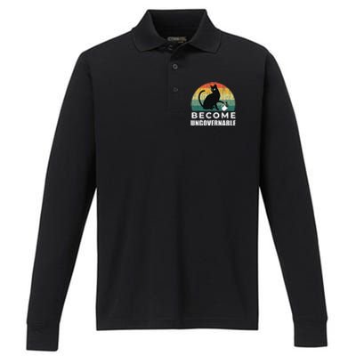 Become Ungovernable I Do What I Want Funny Cat Performance Long Sleeve Polo