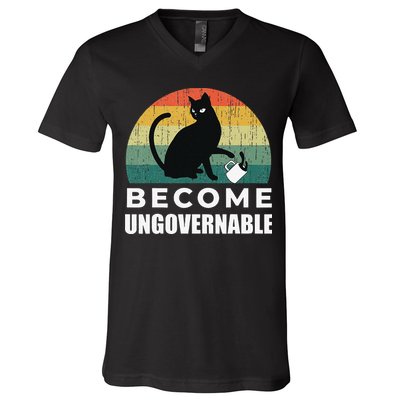 Become Ungovernable I Do What I Want Funny Cat V-Neck T-Shirt