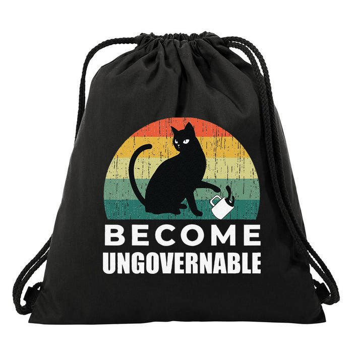 Become Ungovernable I Do What I Want Funny Cat Drawstring Bag