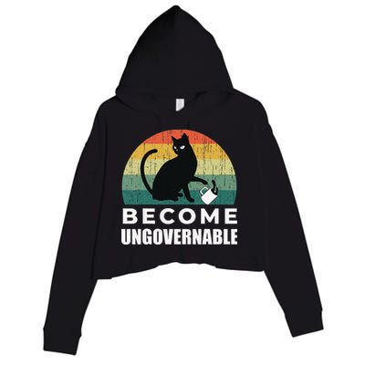 Become Ungovernable I Do What I Want Funny Cat Crop Fleece Hoodie