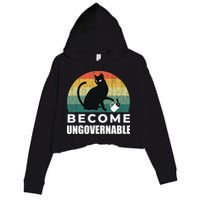 Become Ungovernable I Do What I Want Funny Cat Crop Fleece Hoodie
