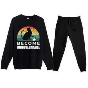 Become Ungovernable I Do What I Want Funny Cat Premium Crewneck Sweatsuit Set