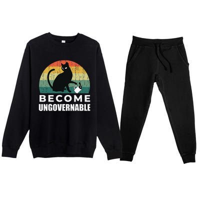 Become Ungovernable I Do What I Want Funny Cat Premium Crewneck Sweatsuit Set