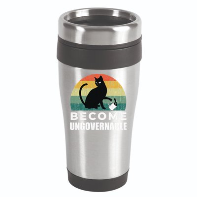 Become Ungovernable I Do What I Want Funny Cat 16oz Travel Tumbler