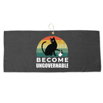 Become Ungovernable I Do What I Want Funny Cat Large Microfiber Waffle Golf Towel