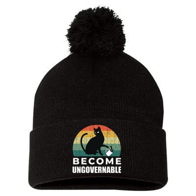 Become Ungovernable I Do What I Want Funny Cat Pom Pom 12in Knit Beanie