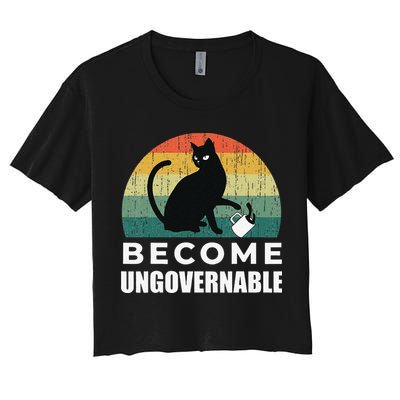 Become Ungovernable I Do What I Want Funny Cat Crop Top