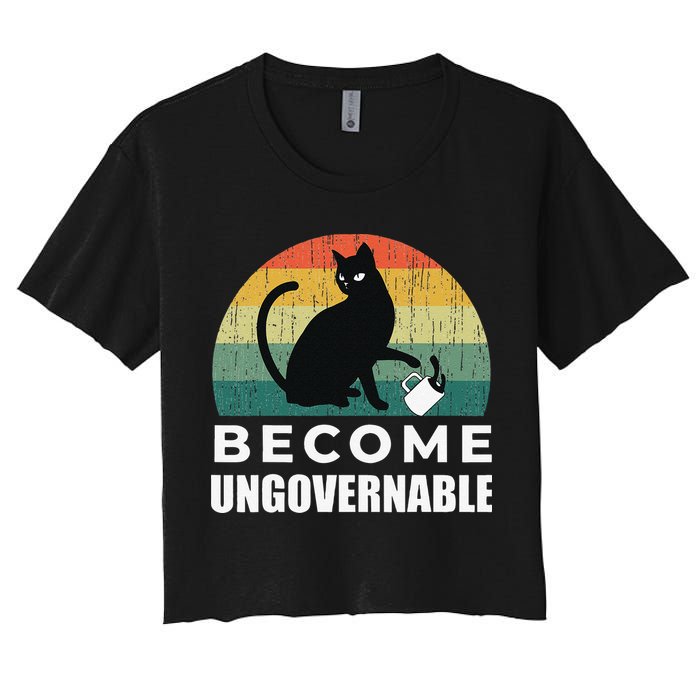 Become Ungovernable I Do What I Want Funny Cat Crop Top