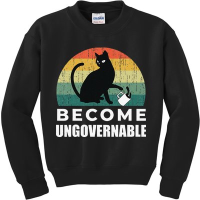 Become Ungovernable I Do What I Want Funny Cat Kids Sweatshirt