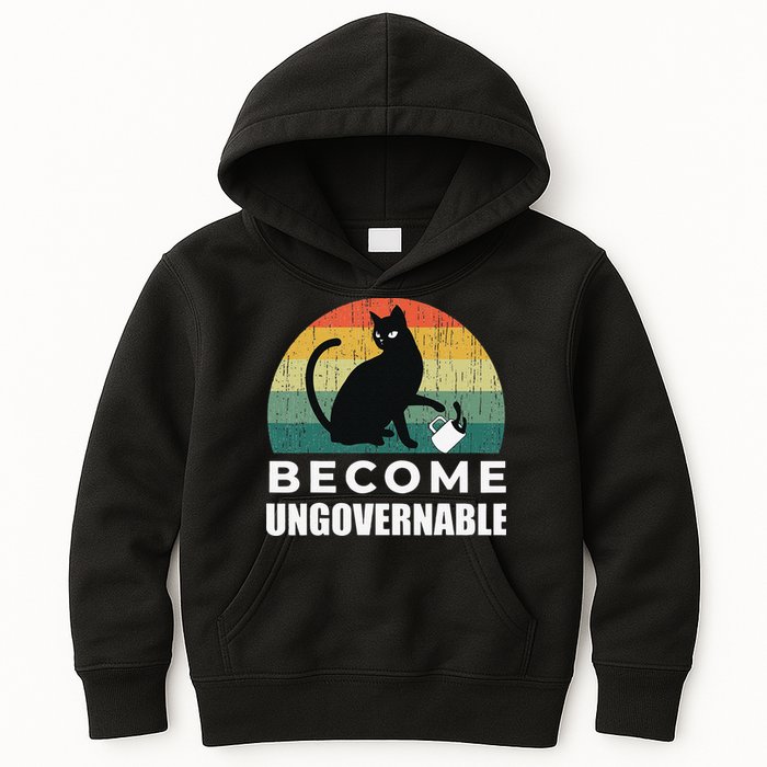Become Ungovernable I Do What I Want Funny Cat Kids Hoodie