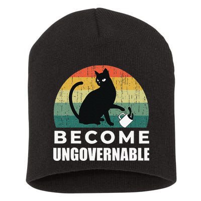 Become Ungovernable I Do What I Want Funny Cat Short Acrylic Beanie