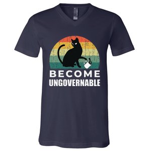 Become Ungovernable I Do What I Want Funny Cat V-Neck T-Shirt