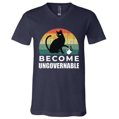 Become Ungovernable I Do What I Want Funny Cat V-Neck T-Shirt