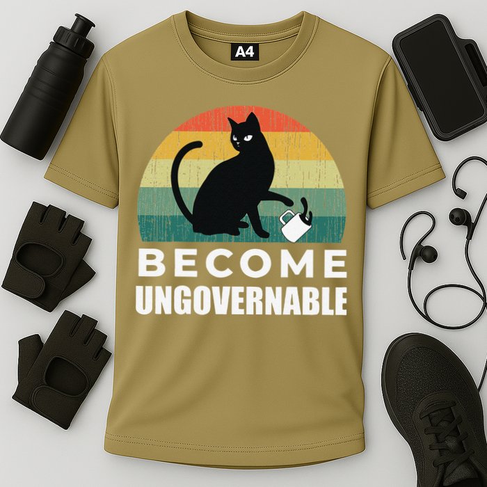 Become Ungovernable I Do What I Want Funny Cat Cooling Performance Crew T-Shirt
