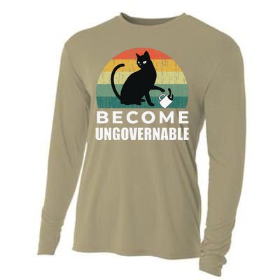 Become Ungovernable I Do What I Want Funny Cat Cooling Performance Long Sleeve Crew