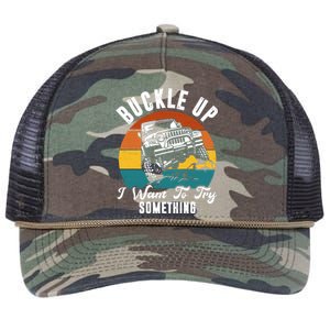 Buckle Up I Want To Try Somthing Offroad Truck Retro Rope Trucker Hat Cap